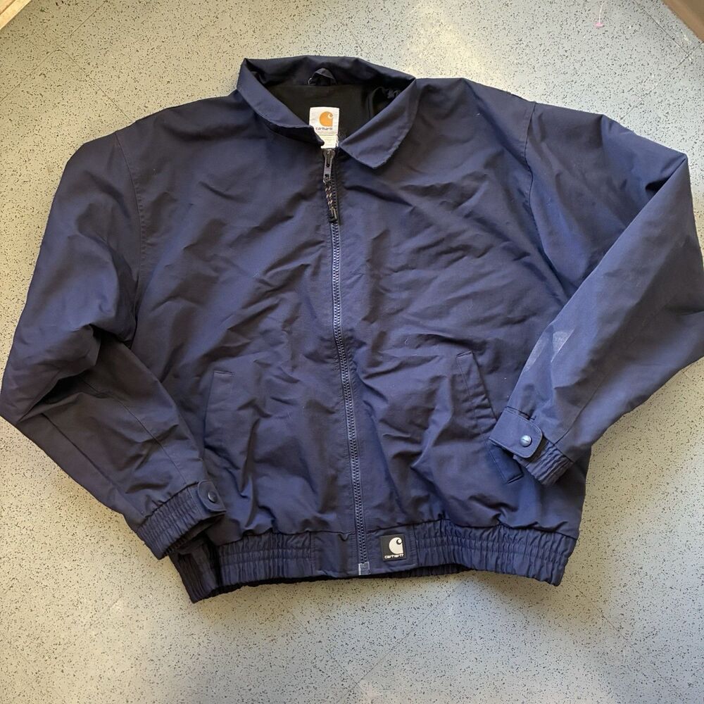 Carhartt J73 Vintage Lined Bomber Flight Jacket Navy Blue Size XL